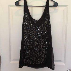 Fun sequin overlay black top